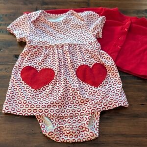 Carter's Heart Print Baby Onesie with Red Cardigan Size 12M - $5 Add-on